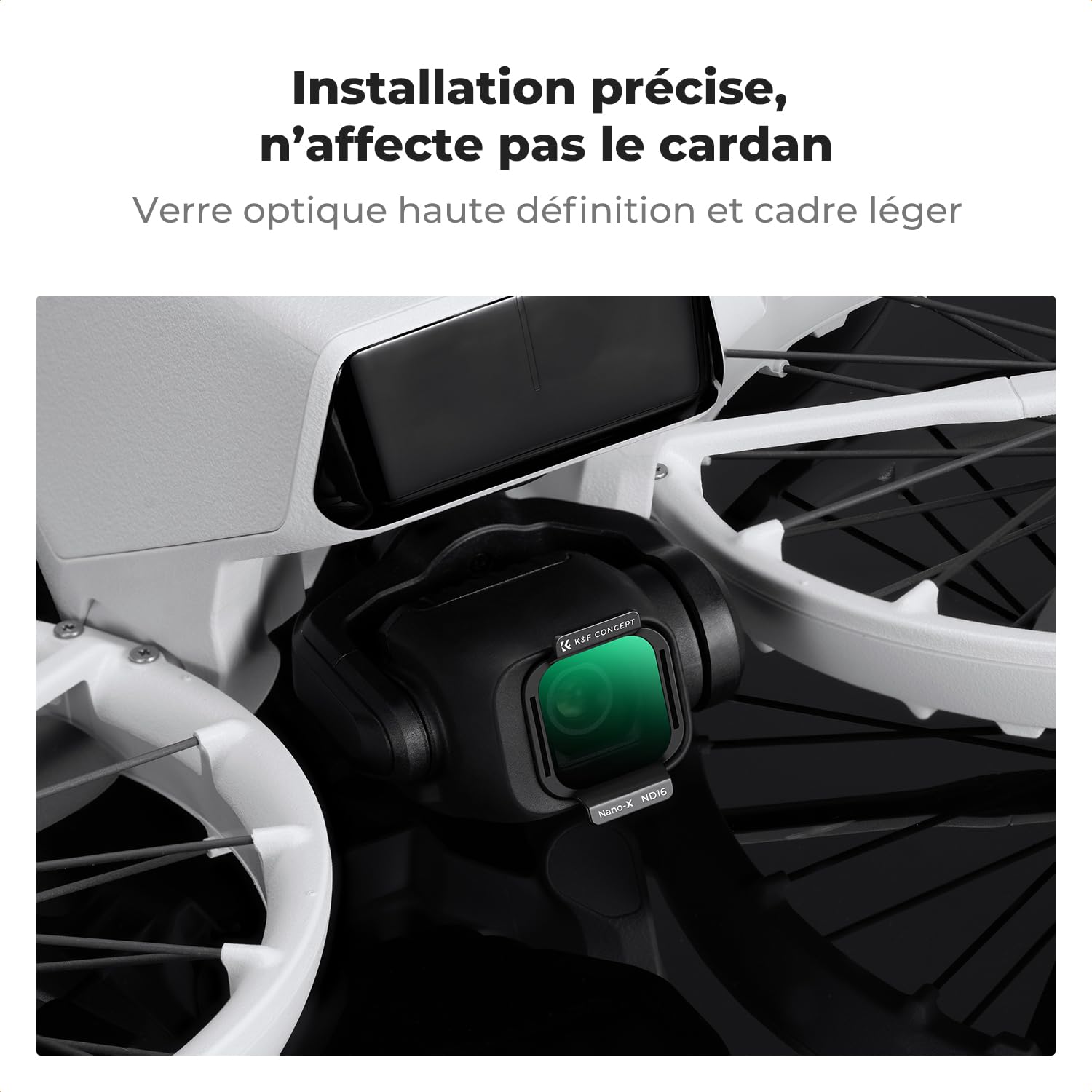K&F CONCEPT Lot de 4 filtres ND/PL compatibles avec DJI Flip, ND8/PL ND16/PL ND32/PL ND64/PL ND64/PL Filtre polarisant à densité Neutre Kit de filtres d'objectif de caméra pour Drone HD Optique