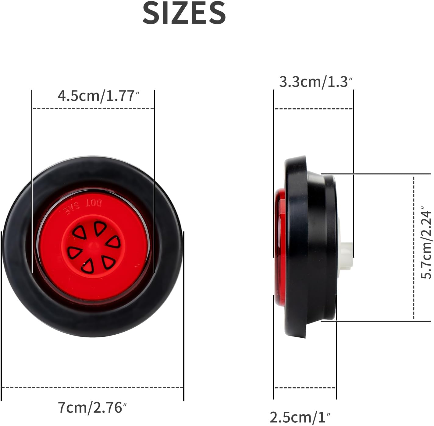 2 Inch LED Side Marker Turn Signal Lights, Waterproof Round Clearance Lights for Trailer Truck, 12V (5 Amber+5 Red)