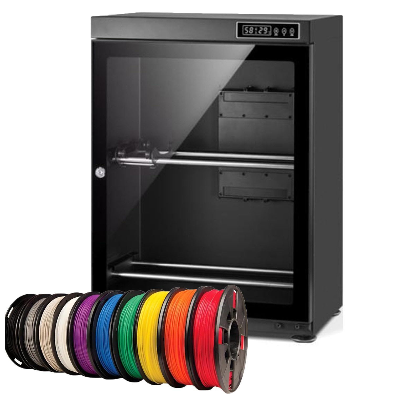GTANND 3D Printer Filament Storage Stand & Sealed Cabinet with Dehumidifier,RH15%-RH60% Dehumidification Range,Printer Filament Dryer Box,Filament Storage Cabinet SD070