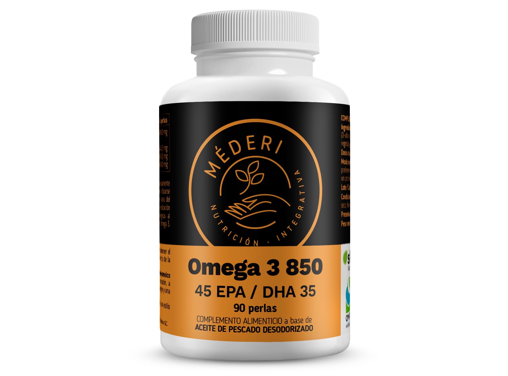 Omega 3 850 45 EPA/DHA 35 Méderi 90 perlas antiinflamatorio ácido graso esencial y función cognitiva