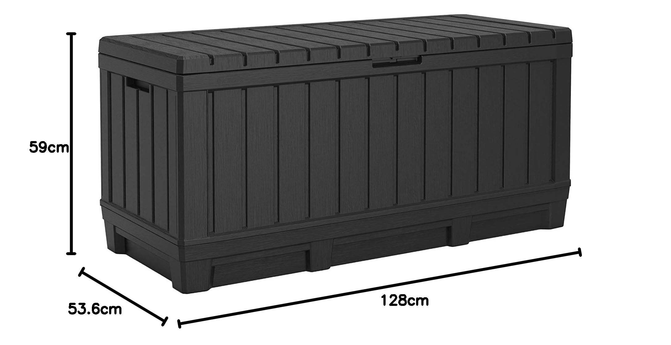 Koll Living Gartenbox Kentwood 350 Liter Stauraum anthrazit - kompakte Aufbewahrungsbox mit viel Platz für Sitzauflagen, Gartengeräte oder Kinderspielzeug - hält den Inhalt trocken & gut belüftet