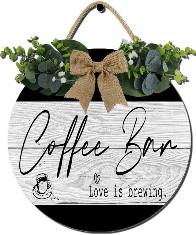 12x12 Inch Coffee & Tea Rustic Wall Art - Coffee Bar Accessories