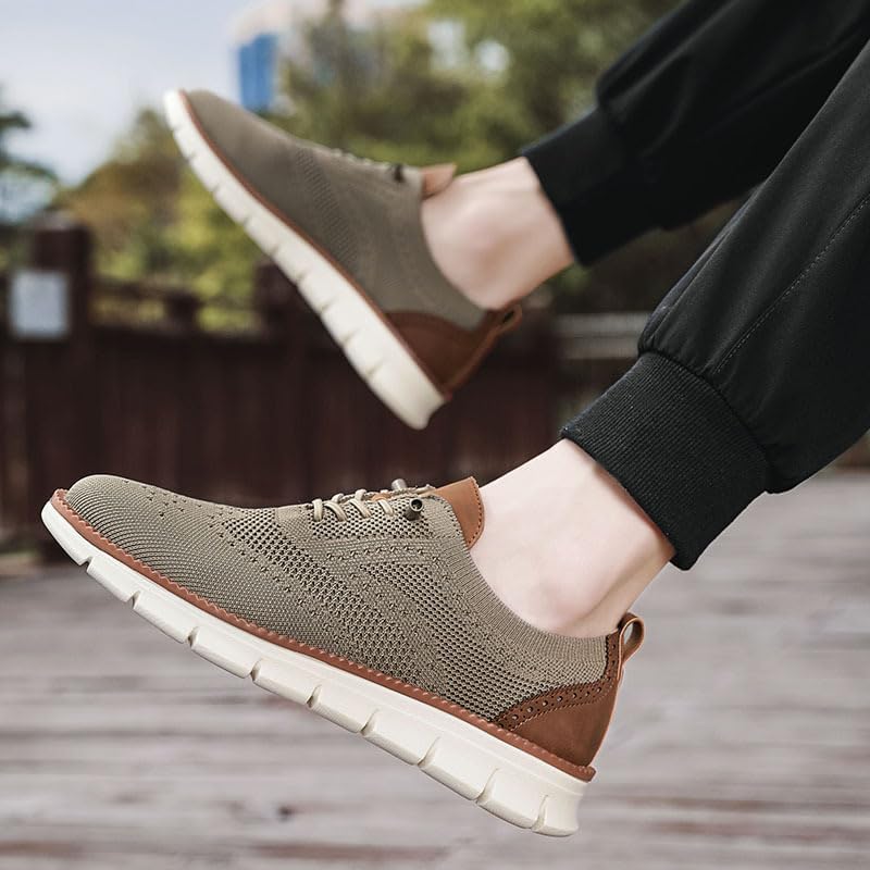 Breeze Shoes for Men Casual Business Oxford Shoes Lace-Up Breathable Comfort Soft Sole Work Sneakers Mesh Footwear Tennis Walking Shoe Fashion Sneakers Daily Commute
