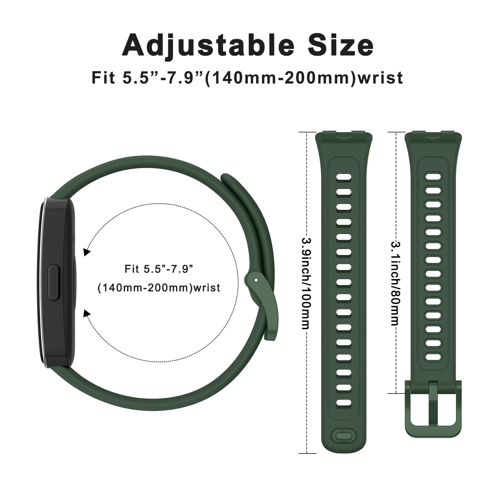 Amzpas 3 sztuki bransoletek do Huawei Band 9 / Huawei Band 8, dla kobiet i mężczyzn, silikonowe, sportowe paski zastępcze, do Huawei Band 9/8, 3 sztuki