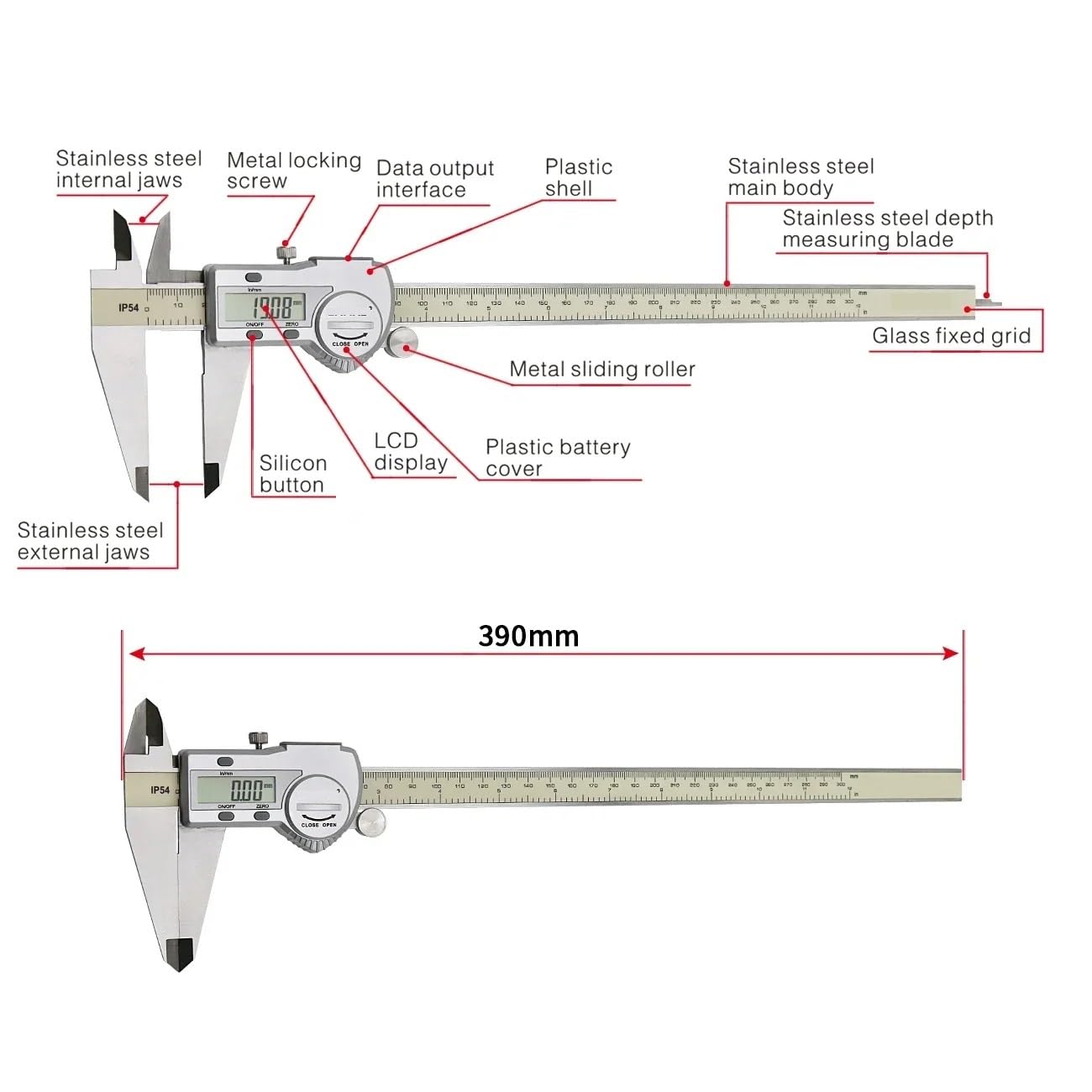 Calibrador Vernier Digital IP54, calibrador de 300 Mm, micrómetro, Steele, electrónico