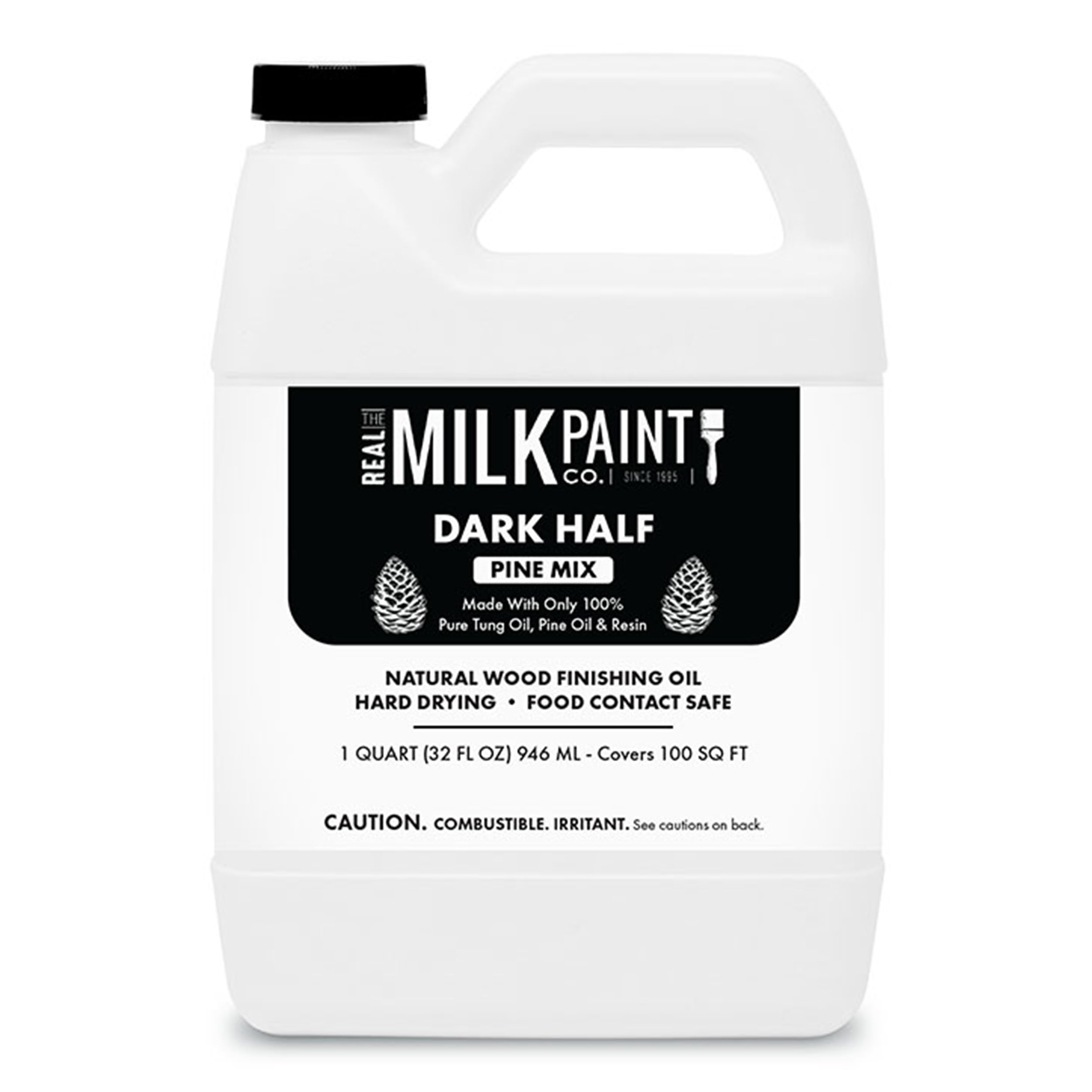 Real Milk Paint Dark Half Tung Oil Mix with Pine for Wood Finishing, Cutting Boards, Butcher Blocks, Wood Floors, Clay, Stone, Slate, 32 Ounces