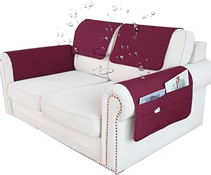 1PC 3PCS 4PCS 5PCS Sofa Armrest Cover, Nonslip Armchair Covers for Arms Headrest, Sofa Slipcover with Side Pocket Furniture Protector, Quilted Protector for CouchJ15,4 PCS Set_43X68CM