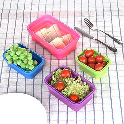 Virklyee 4 PCS Pranzo del Silicone Pieghevole