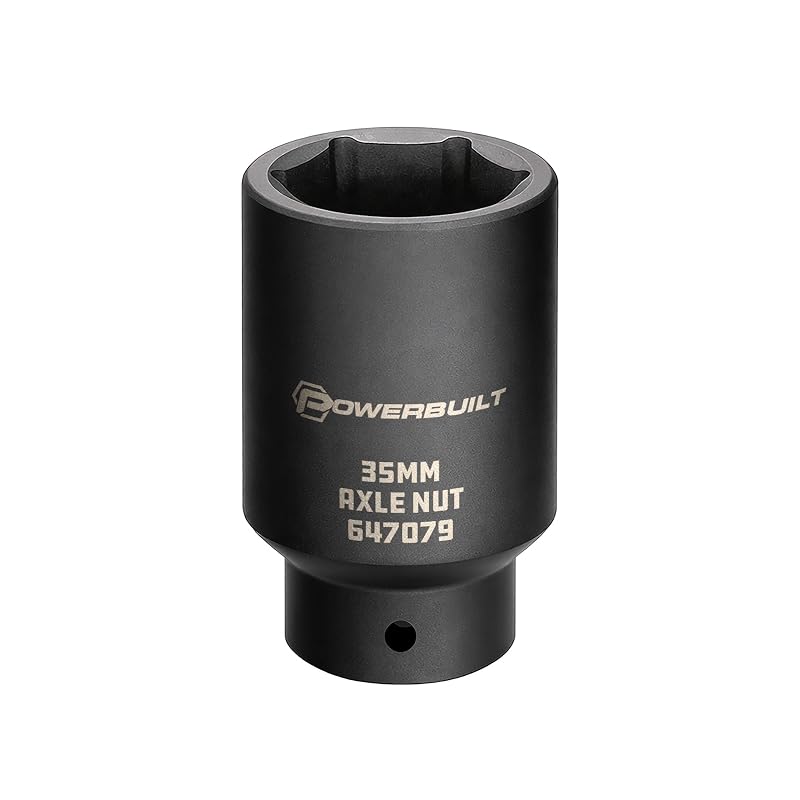 Soquete para Porca de Eixo Powerbuilt 35 mm, Encaixe de 12,7 mm (1/2 pol.), 6 Pontos, Modelo 647079, 1 unidade