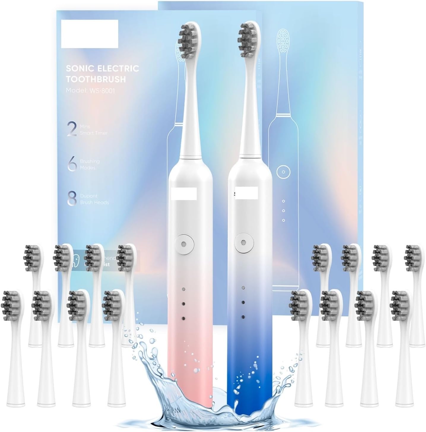Fit for Electric Toothbrush with 8 Replacement Brush Heads, 5 Cleaning Modes, and Smart Timer for Ultimate Oral Care(4)