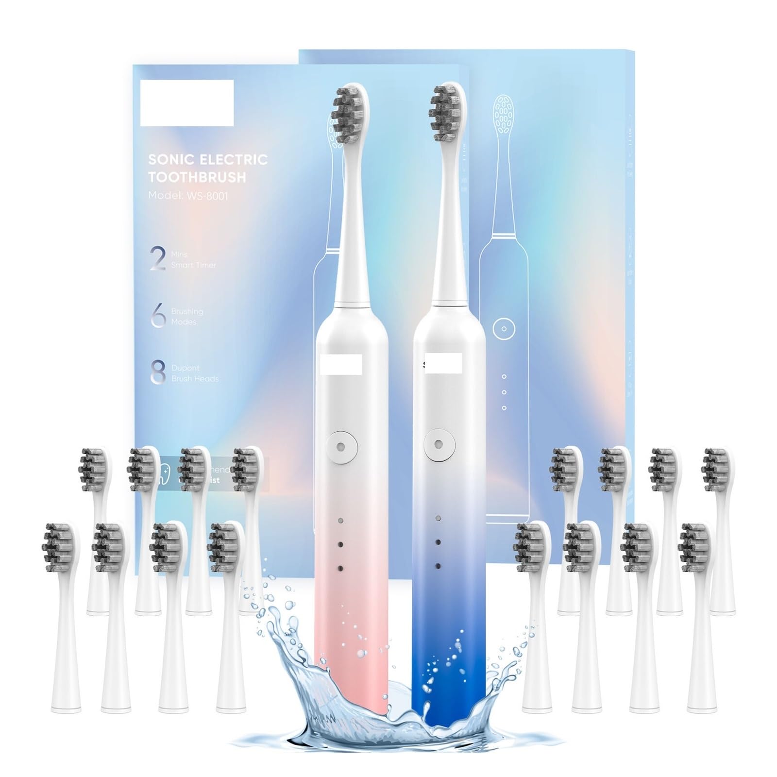 Ajuste para cepillo de dientes eléctrico con 8 cabezales de cepillo de repuesto, 5 modos de limpieza y temporizador inteligente para un cuidado bucal definitivo (4)
