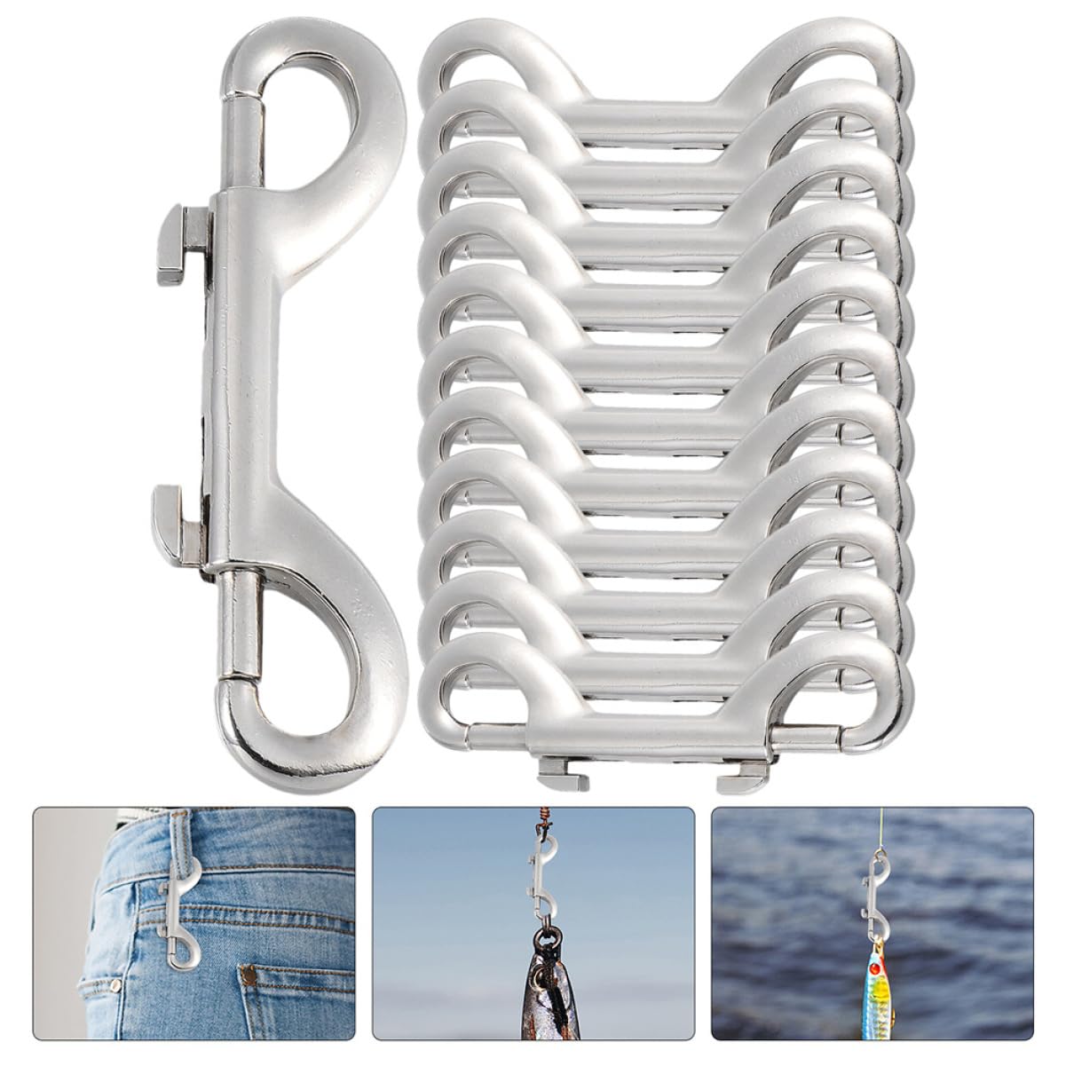 Happyyami 12kawałki Sztuk Metalowe Karabińczyki z Podwójnym Zakończeniem Do Smyczy Dla Psów i Plecaków Trwałe Zapięcia Do Ropes i Bungee Łatwe Użyciu Wysoka Stabilność
