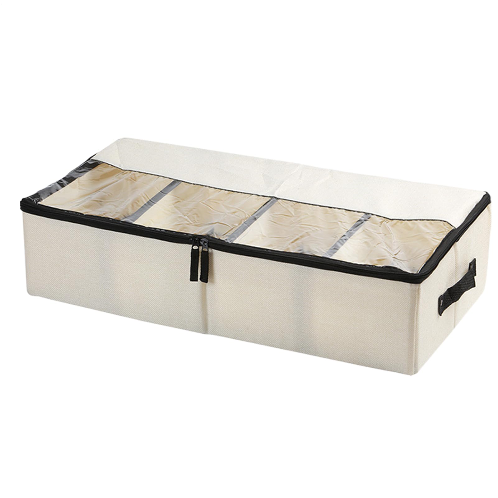 Bacs de rangement pliables sous le lit avec couvercle transparent pour placard
