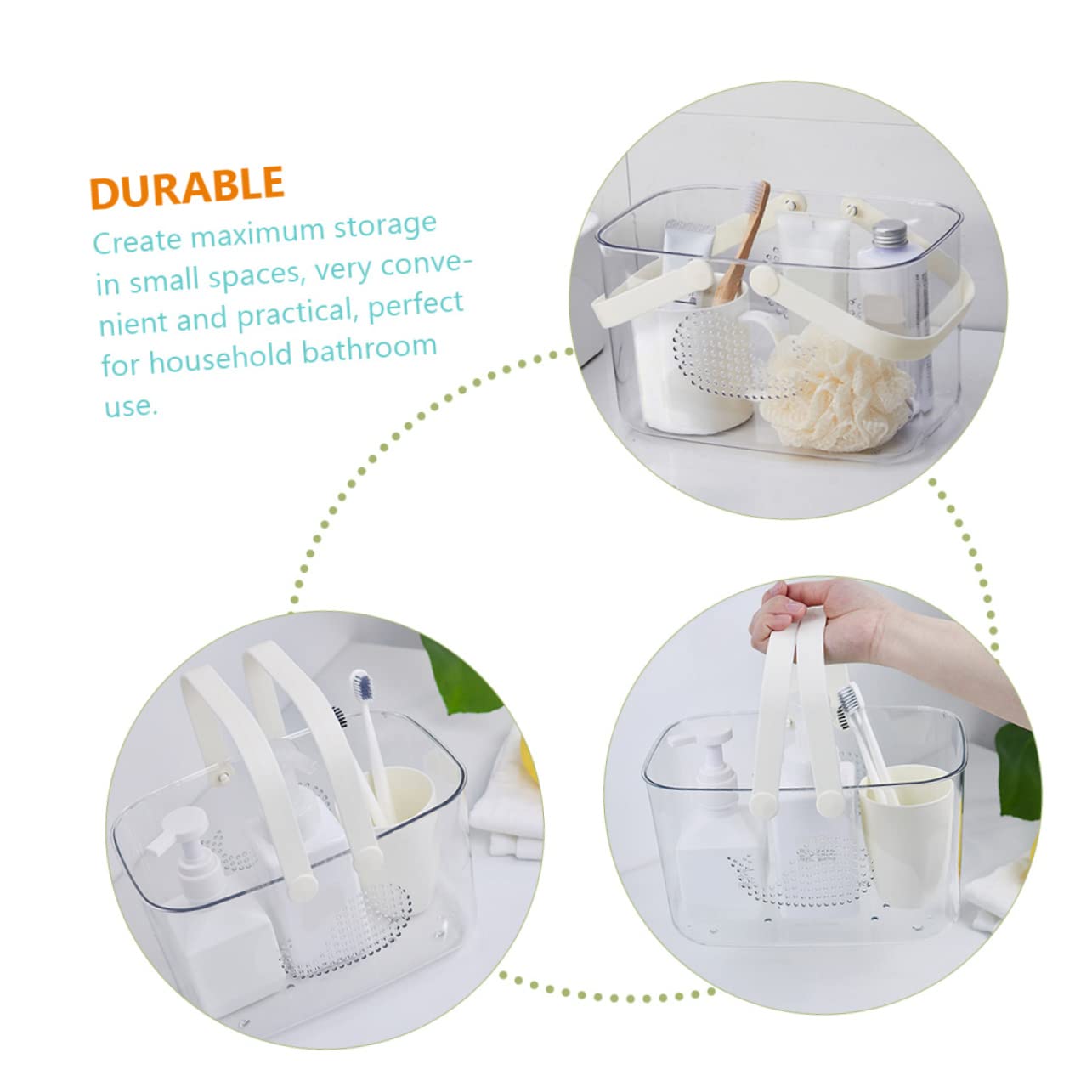 Cesta De Portátil De Plástico Transparente Para Baño Organizador Multifuncional De Gran Capacidad Para Hogar y Cocina