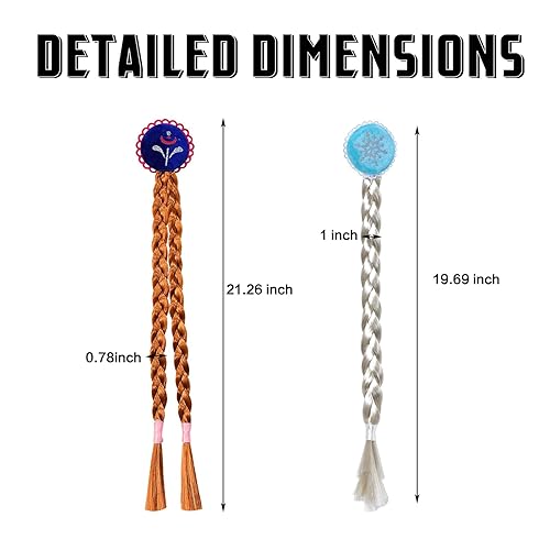 Miniatura 9 de Peluca de princesa Rapunzel larga trenzada con diadema de flores de tiara para niñas, accesorios de disfraz de 29 pulgadas