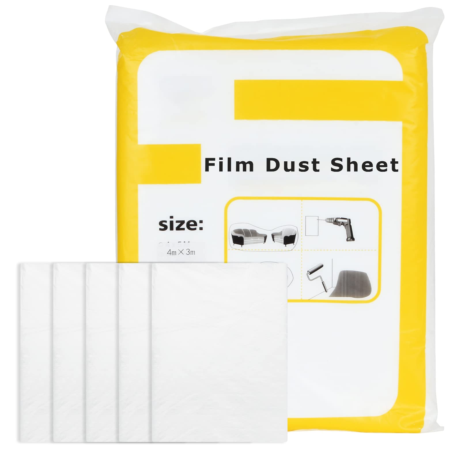 Buy 10 Pack Plastic Dust Sheeting, 4m x 3m (13ft x 10ft) Dust Sheets