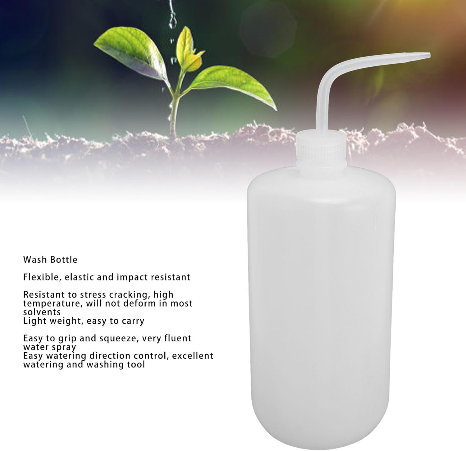 Plastic Squeeze Laboratory Laving Bottle 1000ml Leakproof Flexible with Clear Scale for Laboratory Plant Watering Care