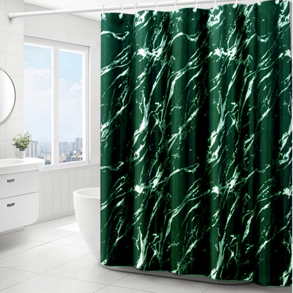 Green Shower Curtain 180x180cm green Marble pattern shower curtains Water Resistant Quick Dry Polyester Bathtub Shower Curtain with 12 Hooks for Wet Room Bathtub Shower Stall,Bathroom Curtain Set - Image 3