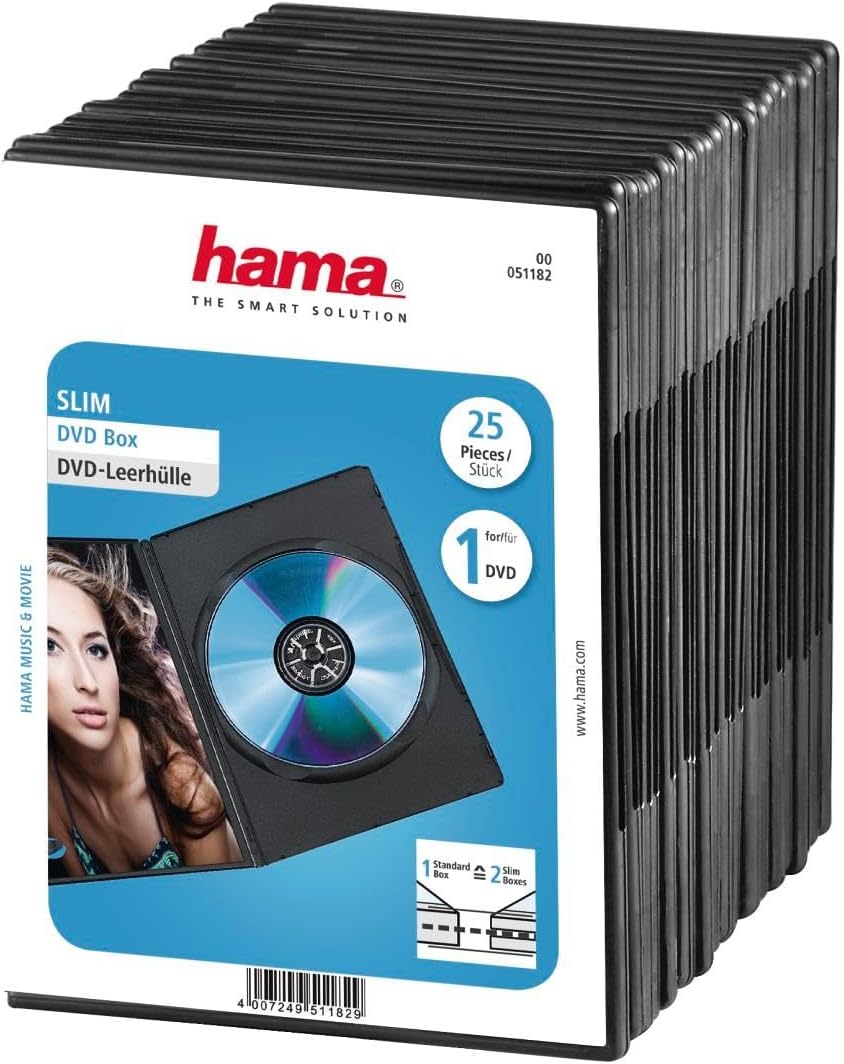 Hama Slim DVD/CD Jewel Case Pack of 25 | Black