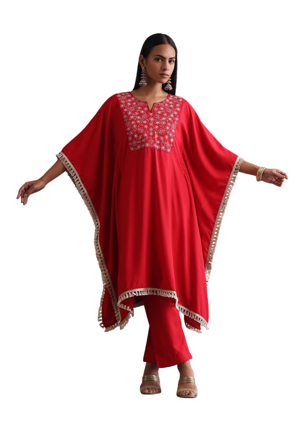 Khushal K Women Embroidered Kaftan Co-Ords Set-picture-51