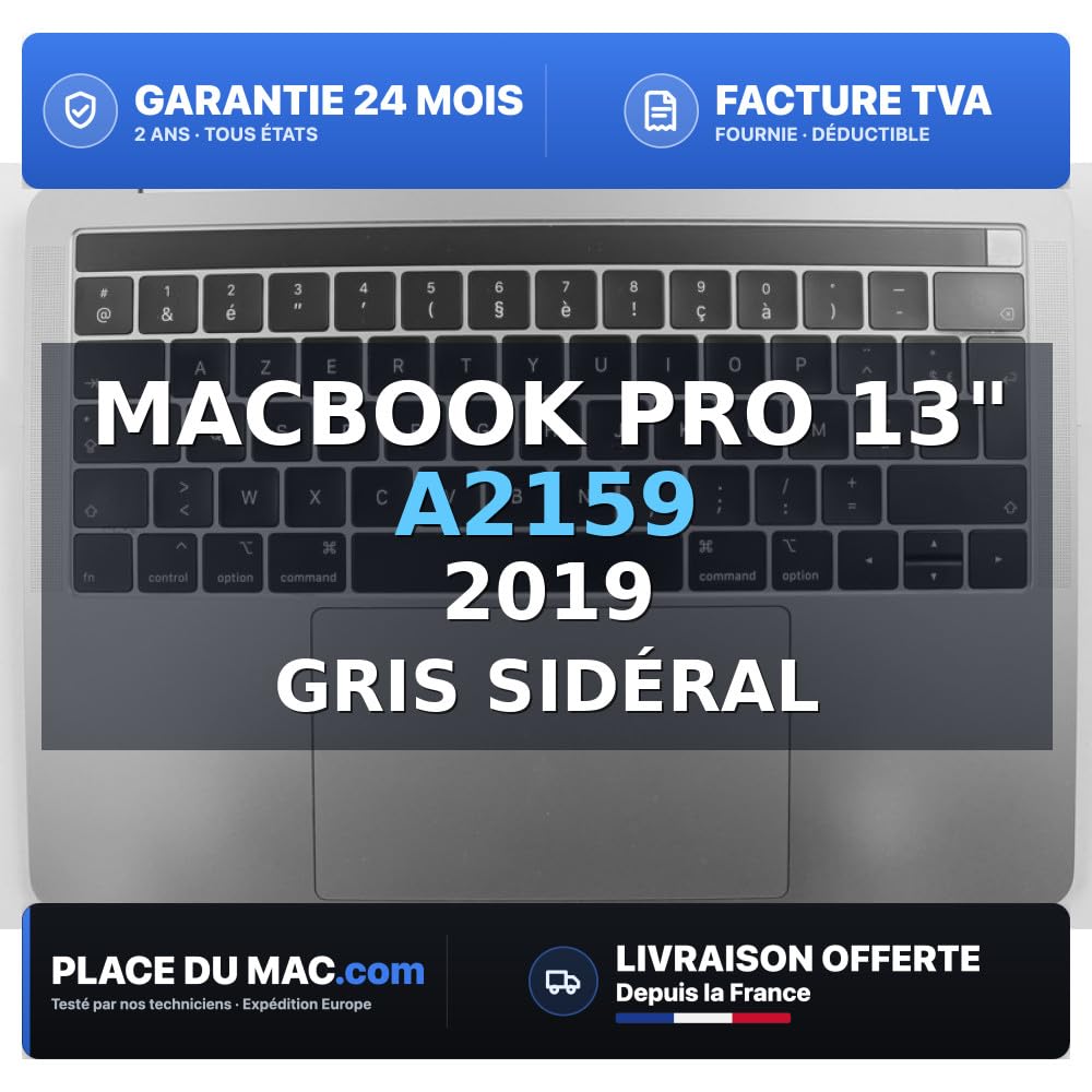 reboot Cover superiore per tastiera francese (A2159) grigio laterale MacBook Pro Retina Touchbar 13 2019 (2porte) compatibile Apple Grade A