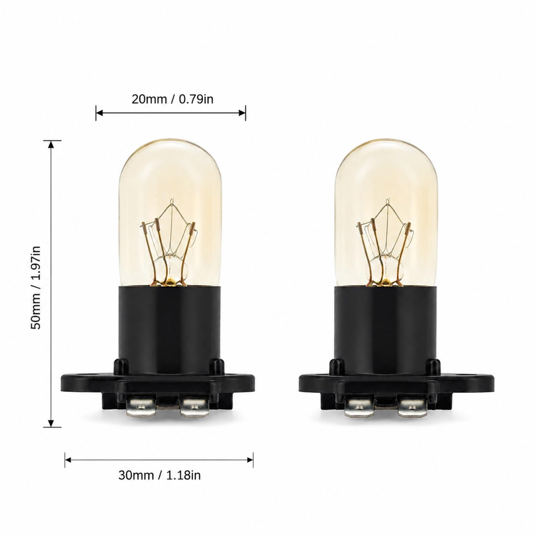 2er-Pack Mikrowellenlampen, 2A, 250V, 20W, kompatibel mit verschiedenen Modellen