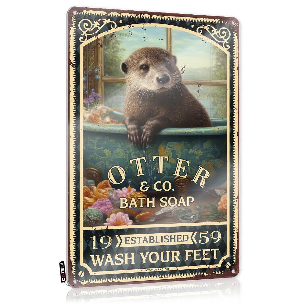 Mwfkkaddb Colour Office Tin Sign Otter Bath Soap Wash Your Paws Tin Sign Signs Vintage Funnygoth Decor Homegrunge Room Decormens Tin Funny Vintage Sign Metal Signs Decor(20X30cm)