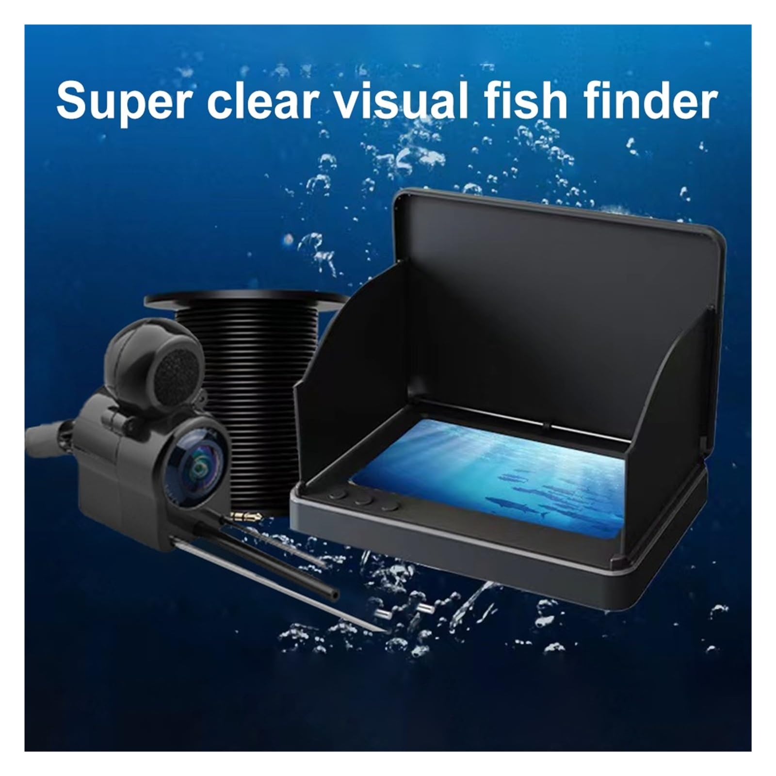 Detector de Peces, Cámara de Pesca submarina Monitor IPS 4,3 Pulgadas Buscador Peces Hielo vídeo 220° Visión Nocturna(20M)