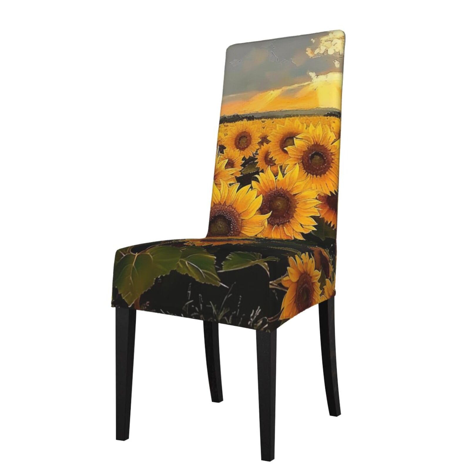 WPKJU Sunflowers Print Dining Chair Covers Removable Chair Seat Covers Decorative for Kitchen & Bar Stools