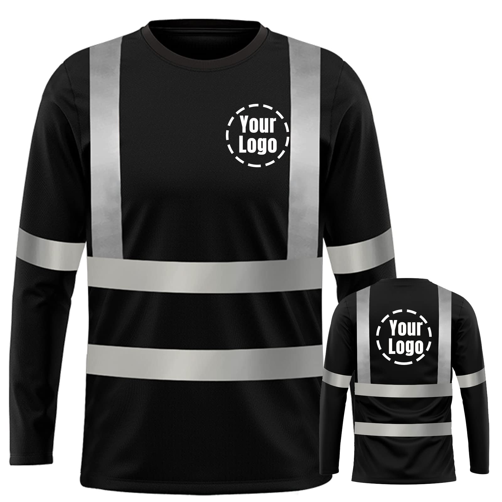 YOWESHOP Reflective Safety Long Sleeve Shirt-High Visibility Custom Work Shirts for Men?Black6 L