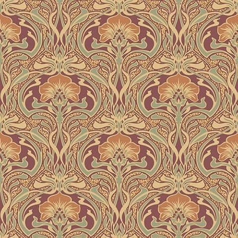 Crown Flora Nouveau Wallpaper in Russet Cover
