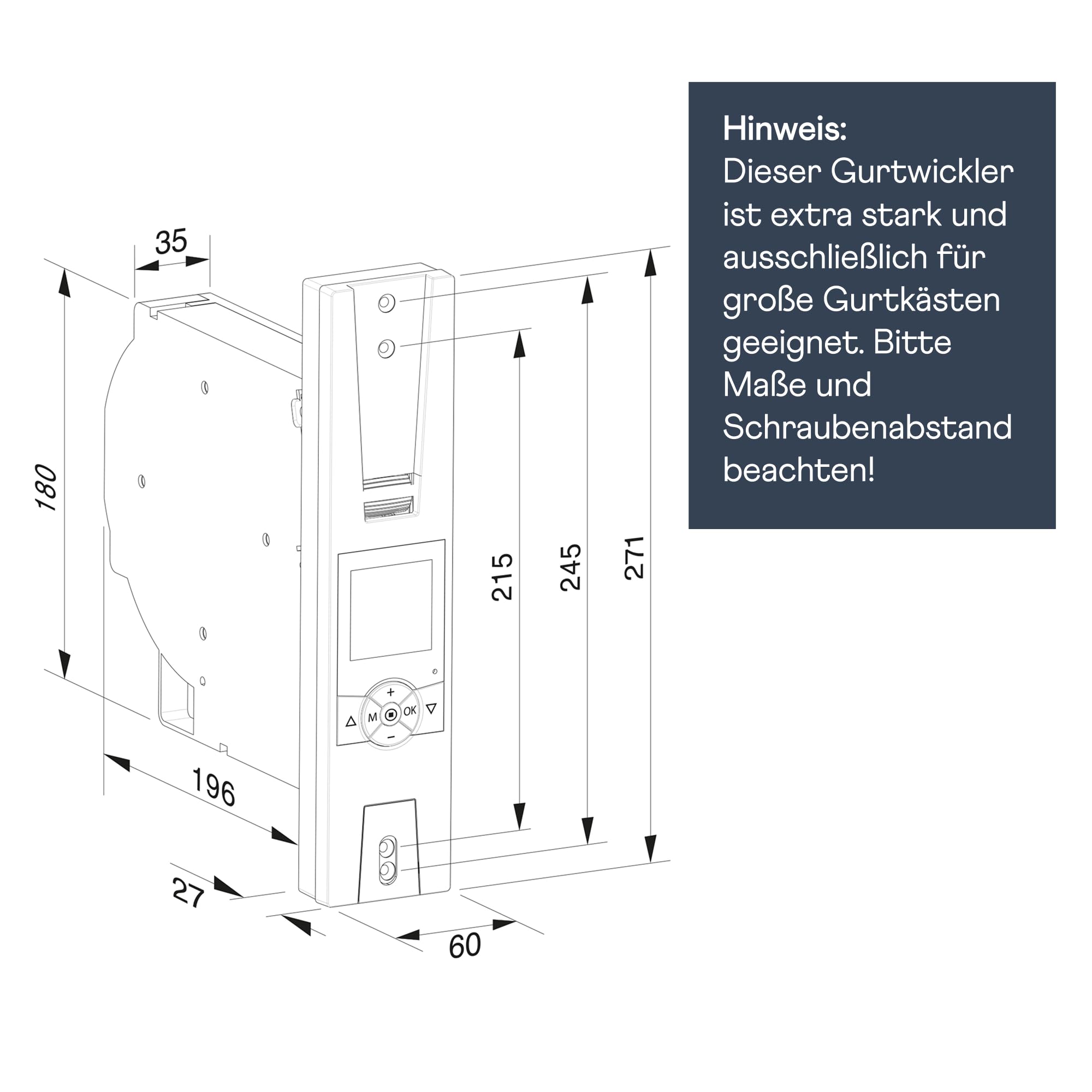 Home Pilot - Power Version | Gurtwickler Premium für schwere Rollläden (bis 60 kg) und großem Gurtkasten - 10172360