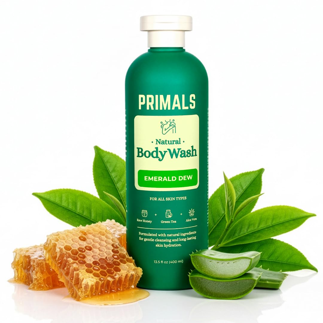 PRIMALS Natural Body Wash - Aloe Vera Raw Honey Green Tea - Natural Ingredients - Zero Artificial Fragrances