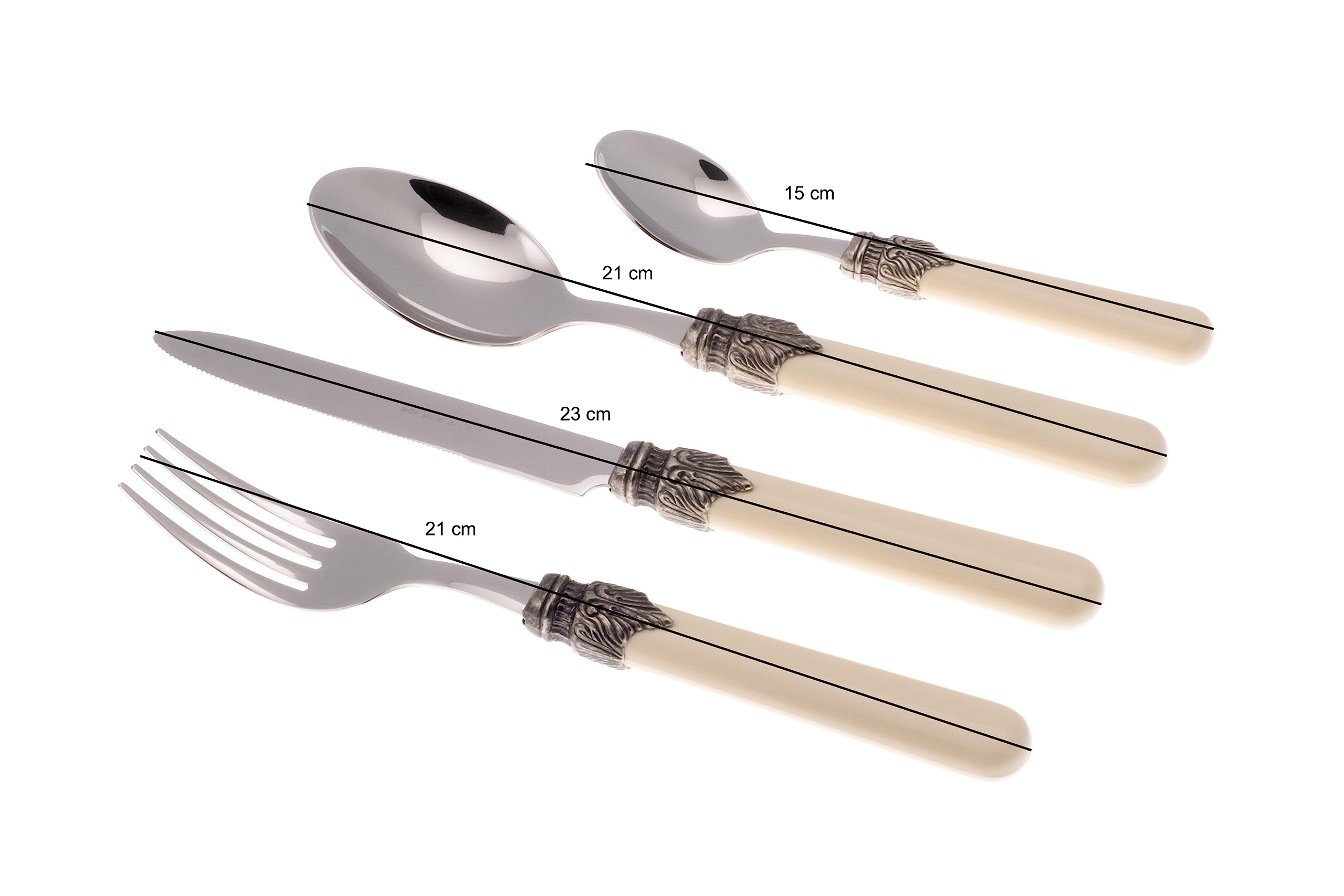 Rivadossi Classic Avorio - Set di Posate per 4 Persone, 16 Pezzi - 100% Made in Italy, Artigianalità e Design - Acciaio Inox 18/10