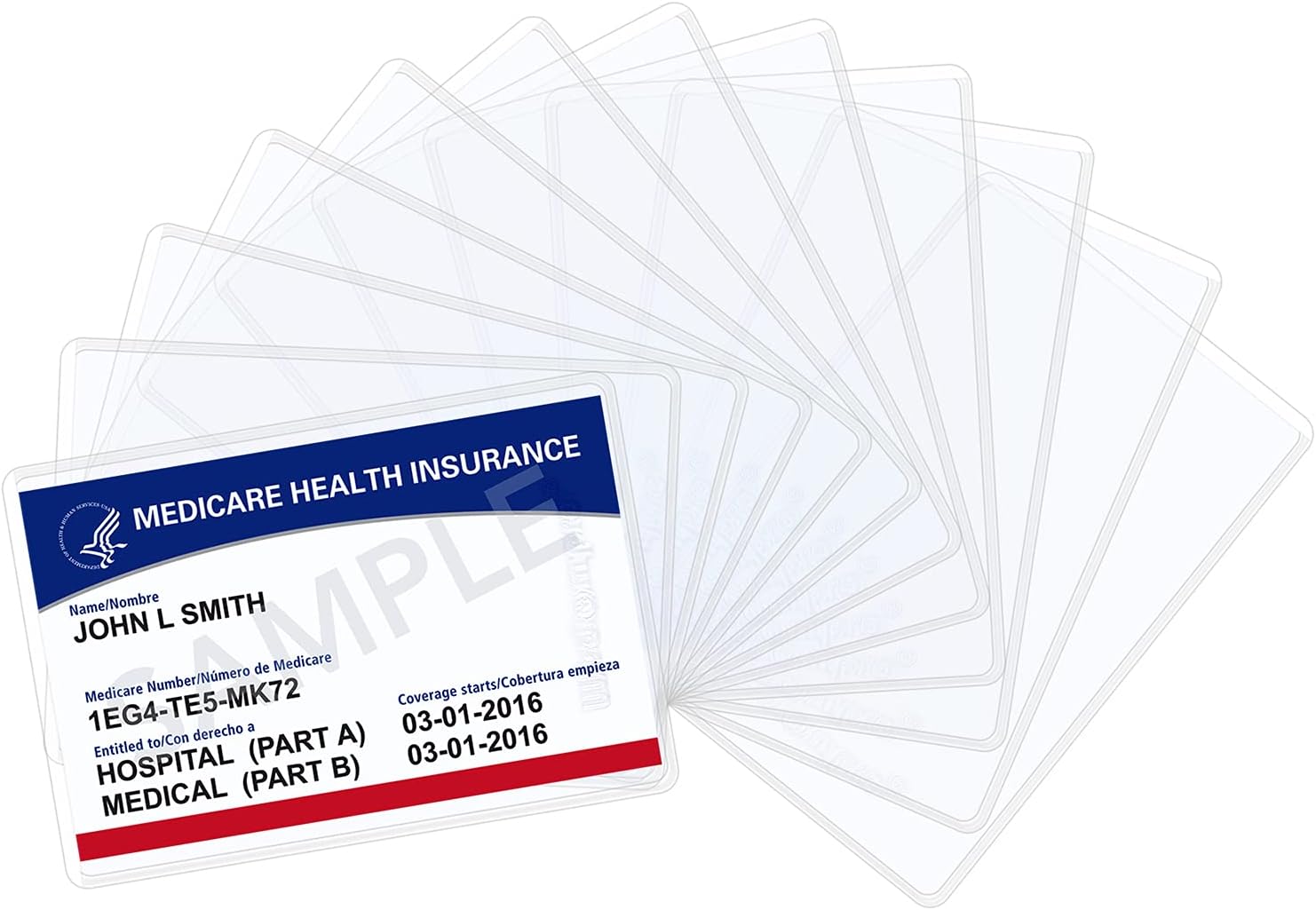 Wisdompro 20 Pack New Medicare Card Protector Sleeves, 6 Mil Clear PVC Social Security Card Protector Holder Wallet Size Plastic Cover for Credit Card, Insurance Card, Debit ID Card, Drivers License