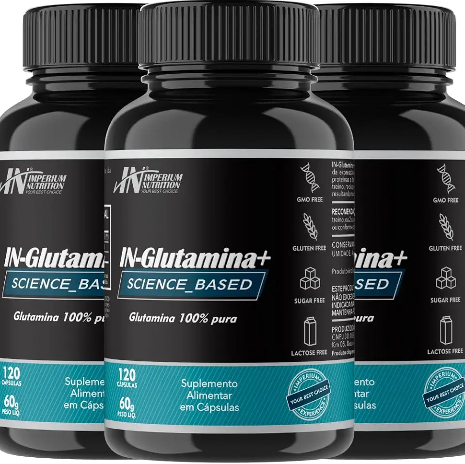 3X Glutamina (360 Cápsulas) IN-Glutamina+ Imperium Nutrition