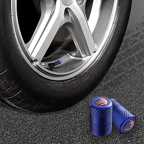 Image of CKAuto Tire Valve Stem Caps, Anodized Aluminum Tire Valve Cap Set | Corrosion Resistant, Universal Stem Covers for Cars Trucks Motorcycles SUVs and Bikes (Blue-US)