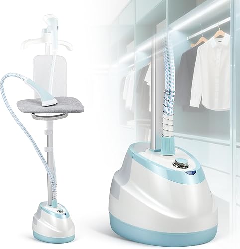 Vaporizador de ropa de pie, solución de planchado plana y colgante para todas las telas, calentamiento rápido en 25 segundos para vapor de 1 hora,