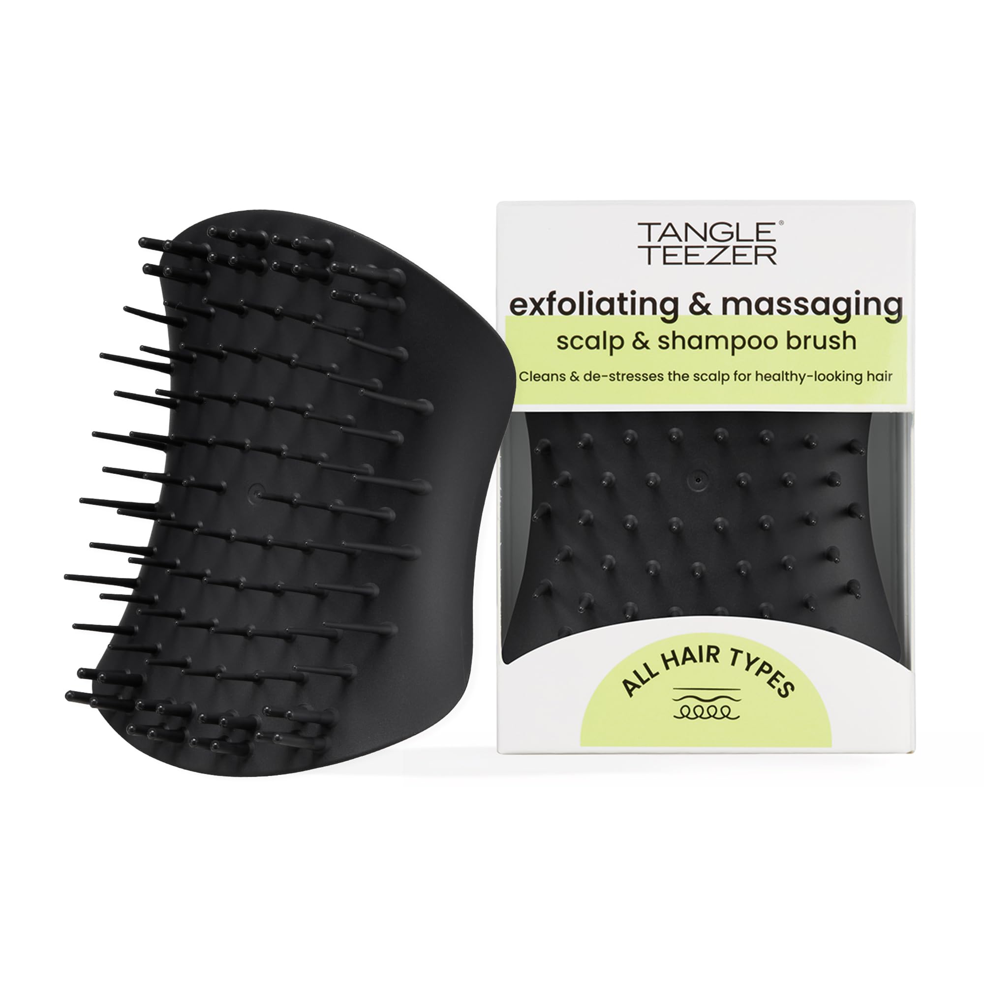 Tangle Teezer The Scalp Exfoliator & Massager - Scalp Exfoliator & Massager - For Hair or Shower Treatments - Removes Dirt & Dead Cells - Black Onyx