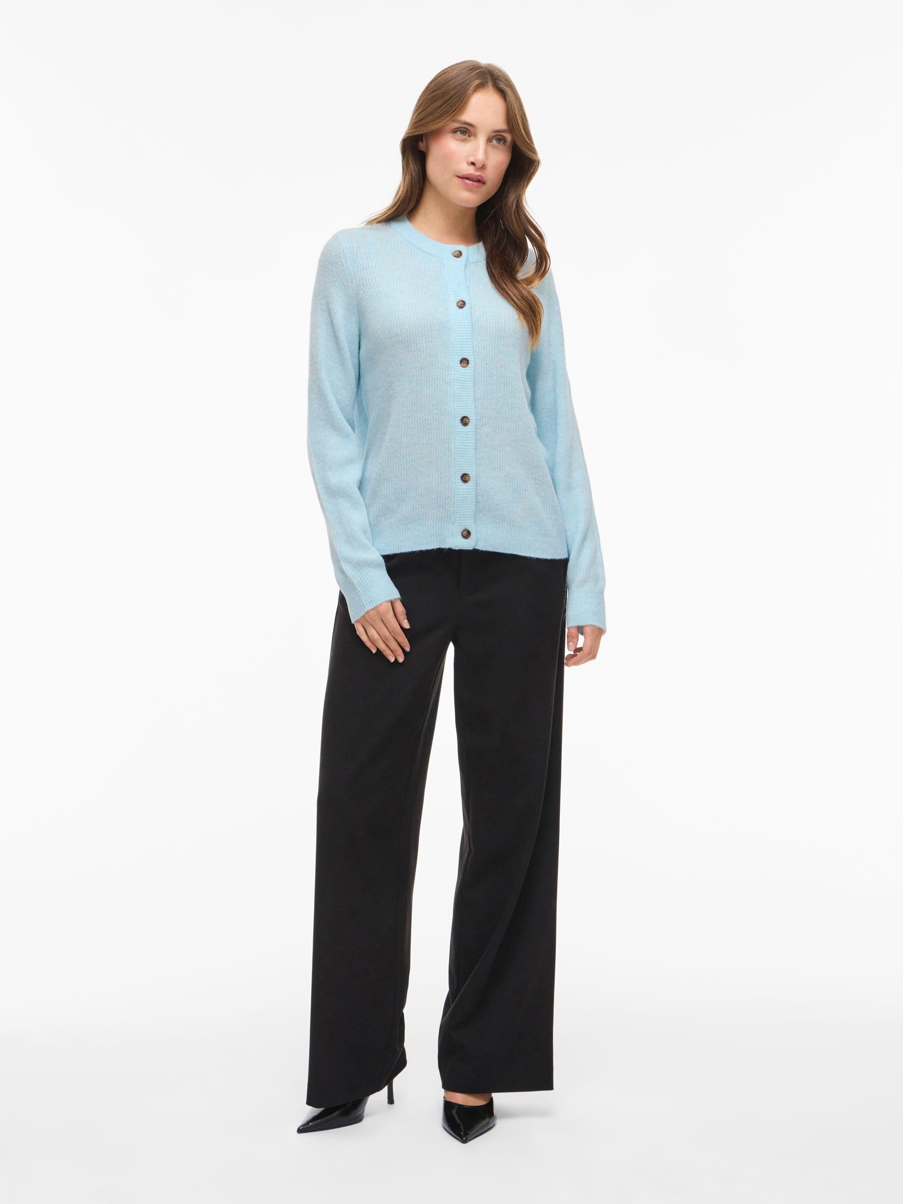 Vila Vivioli O-Neck Rib Knit Cardigan- Vivioli O-Neck Rib Knit Cardigan-Noos Mujer (Pack de 1)