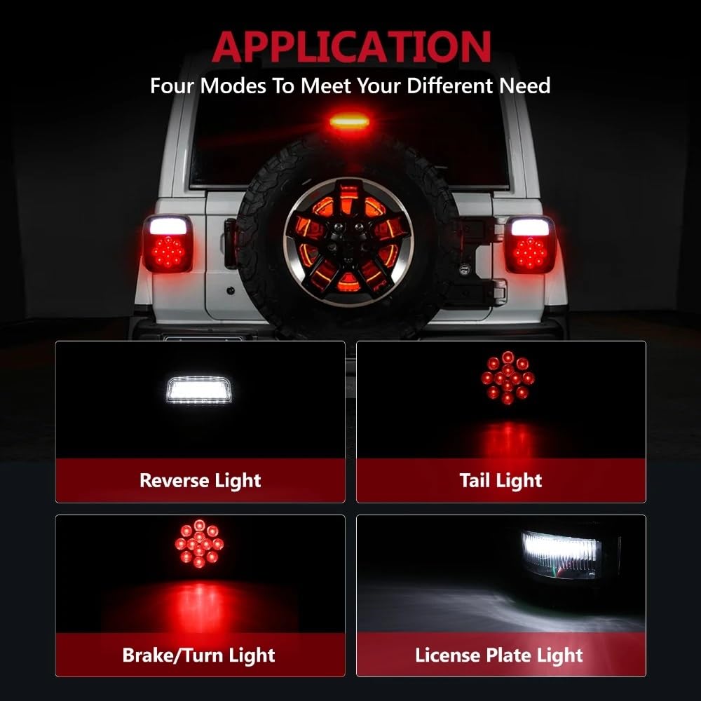 Fari Posteriori Auto Per Jeep Per Wrangler YJ TJ CJ Trailer Van 39LED Camion Luci Posteriori Freno Posteriore Indicatori Direzione Retromarcia Lampada Luce Targa Luci Posteriori(Red Shell)