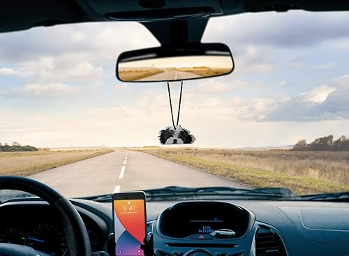 Miniatura 5 de WIRESTER Ambientador colgante para automóvil, hogar, baño, oficina, adornos decorativos, perro Shih Tzu blanco negro