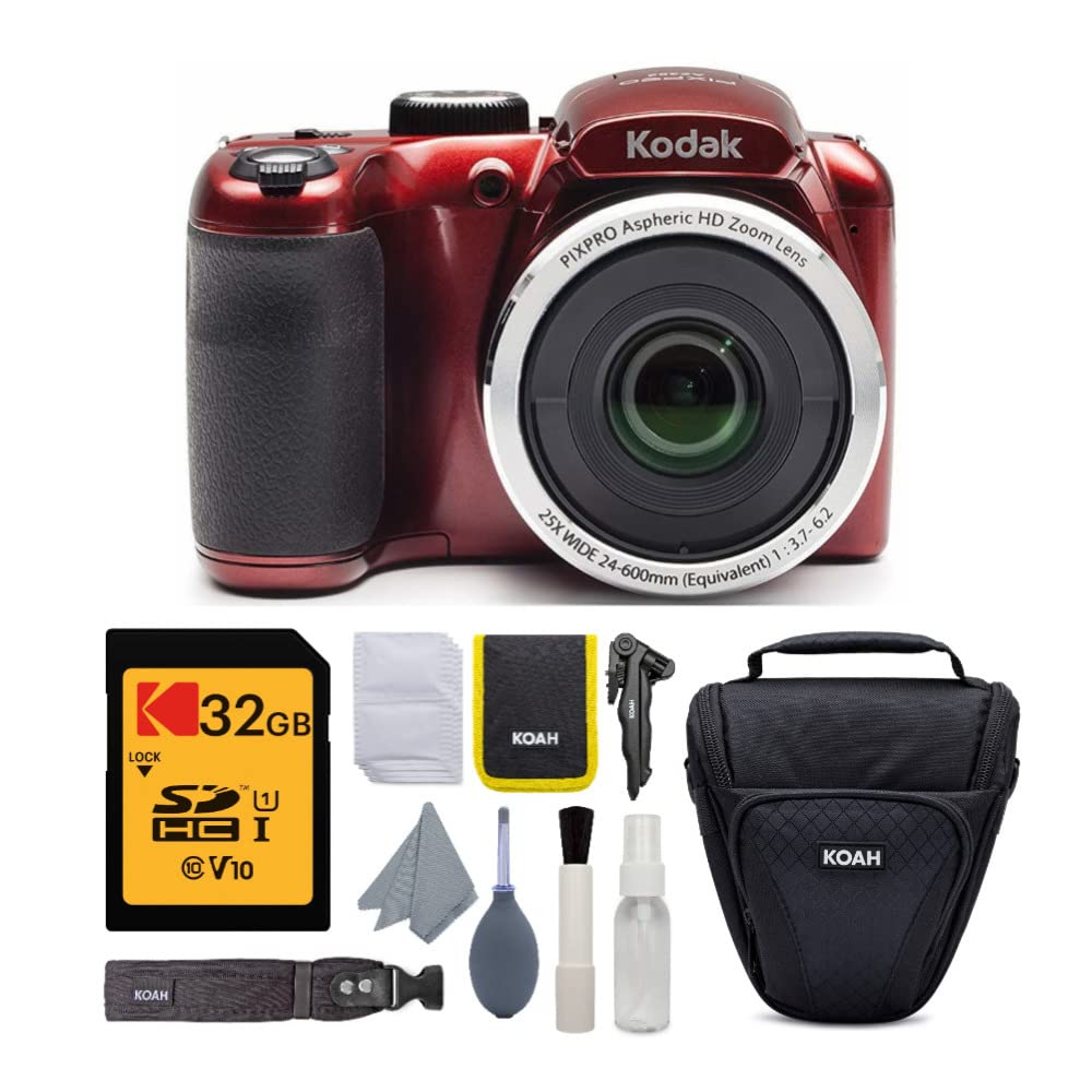 Amazon.com : Kodak PIXPRO AZ252 Astro Zoom 16MP Digital Camera (Red) Bundle  with Kodak 32GB SD Card and Camera Case (3 Items) : Electronics