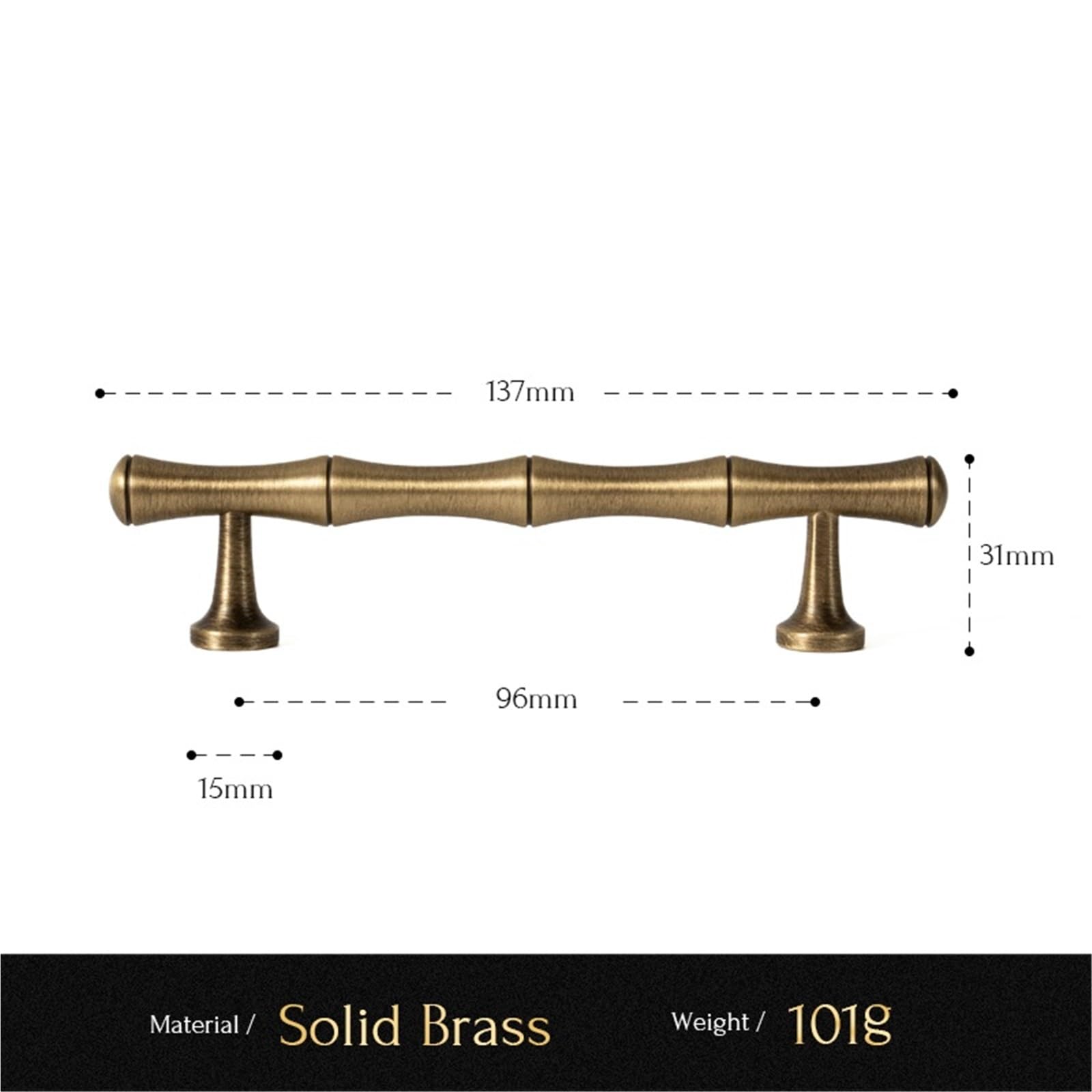 2 pezzi Maniglia for mobili in ottone anticato massiccio, pomello for cassetti e armadietti da cucina(96mm)