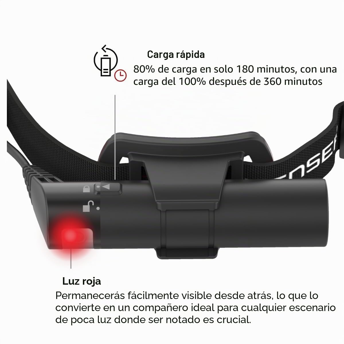 Ledlenser H8R SE Linterna Frontal Recargable, 700lm, Alcance 130m, IP54 | Enfoque ajustable, hasta 70h de autonomía, luz trasera roja, 158g, funda incluida, ideal para outdoor