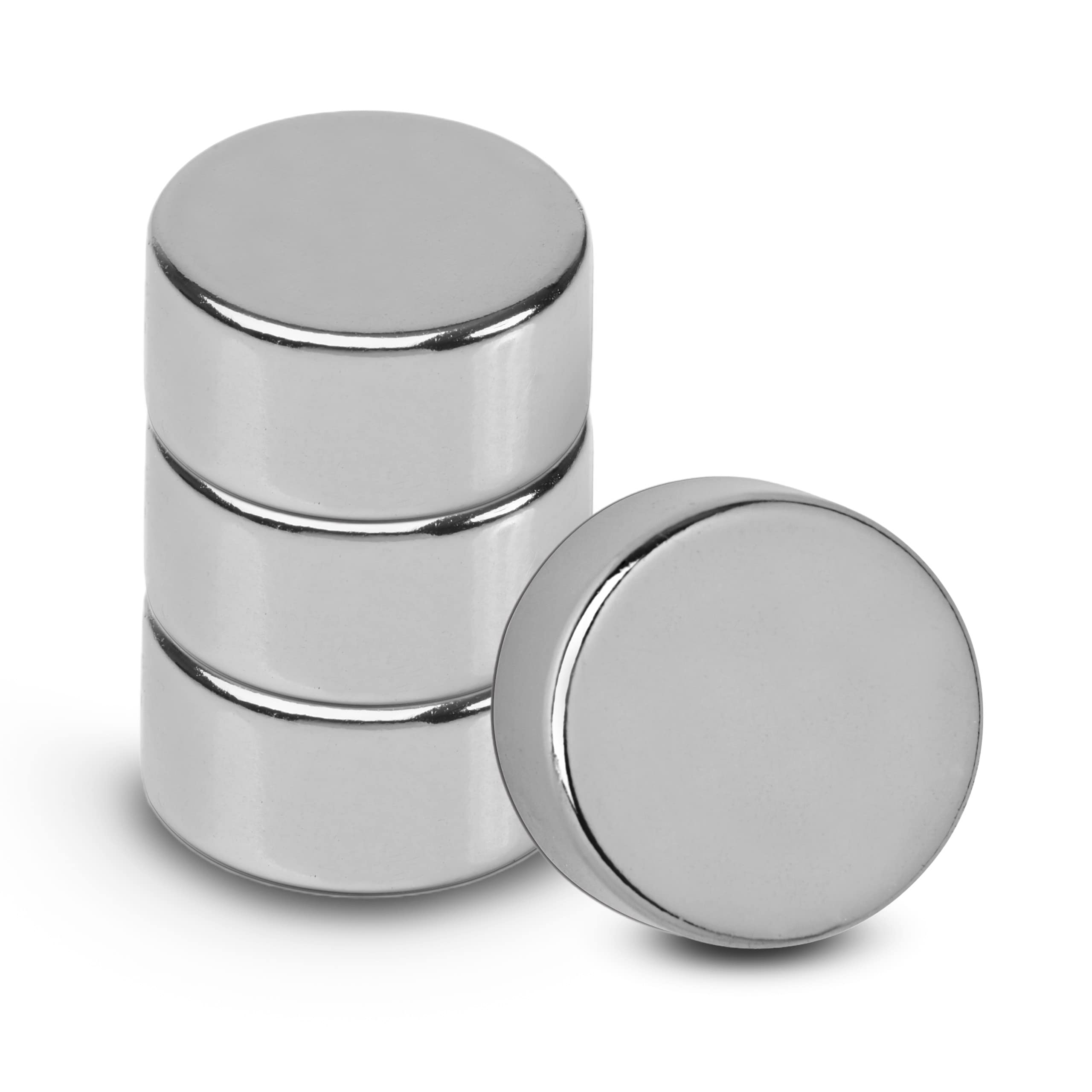 MAUL Neodymium Disc Magnet High Adhesive for Versatile Use Round Magnet with Elegant and Modern Design Diameter 20 x 10 mm Pack of 4 Light Silver