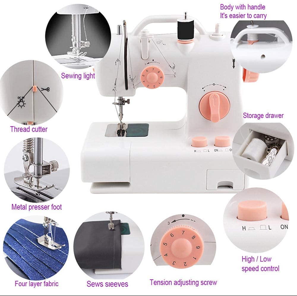 Máquina de Coser pequeña para el hogar, máquina de Coser de Mano, Mini máquina de Coser, luz integrada, fácil de Usar en casa o en Movimiento