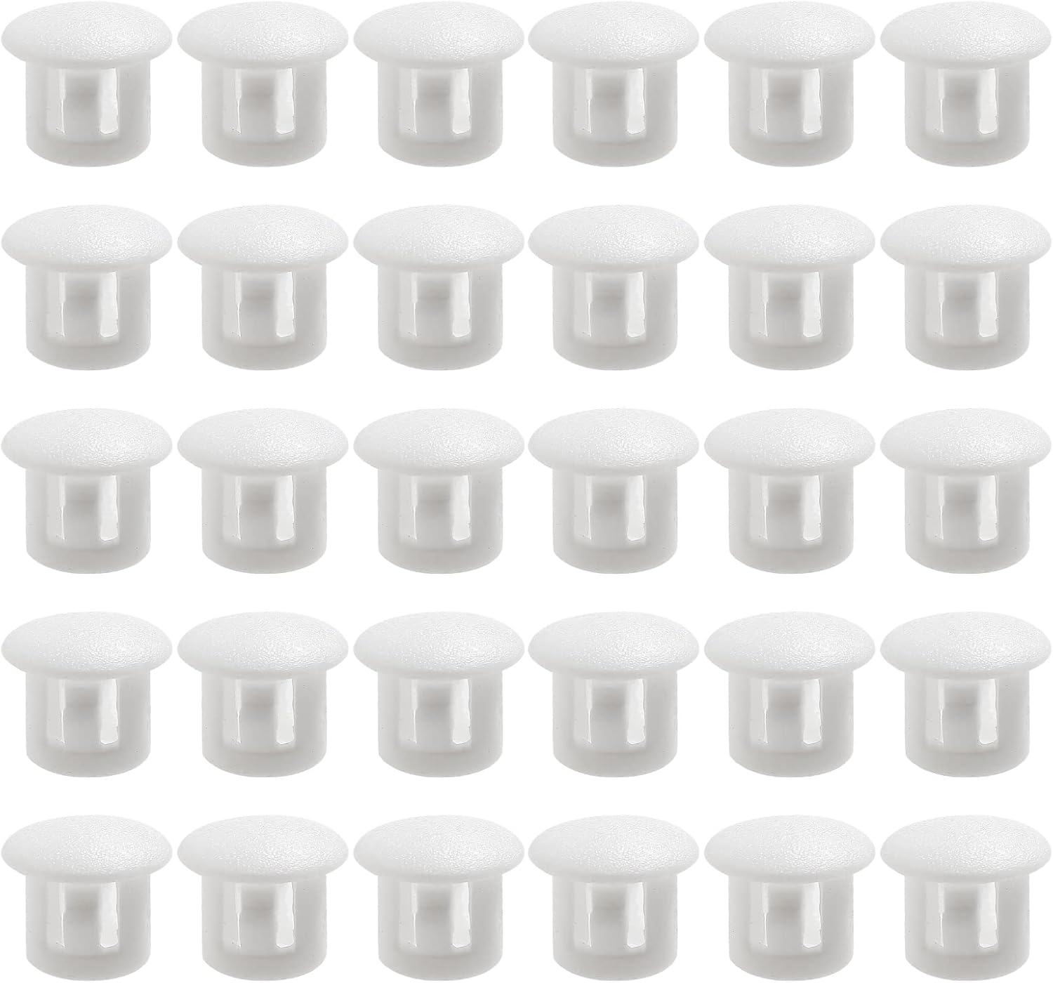30 PCS White Hole Plugs - 5/16 Inch (8mm) Plastic Flush Type Hole Plugs Snap in Locking Hole Tube, Used for Furniture, Cabinet, Pipe & Tube, Round End Caps Cover Inserts