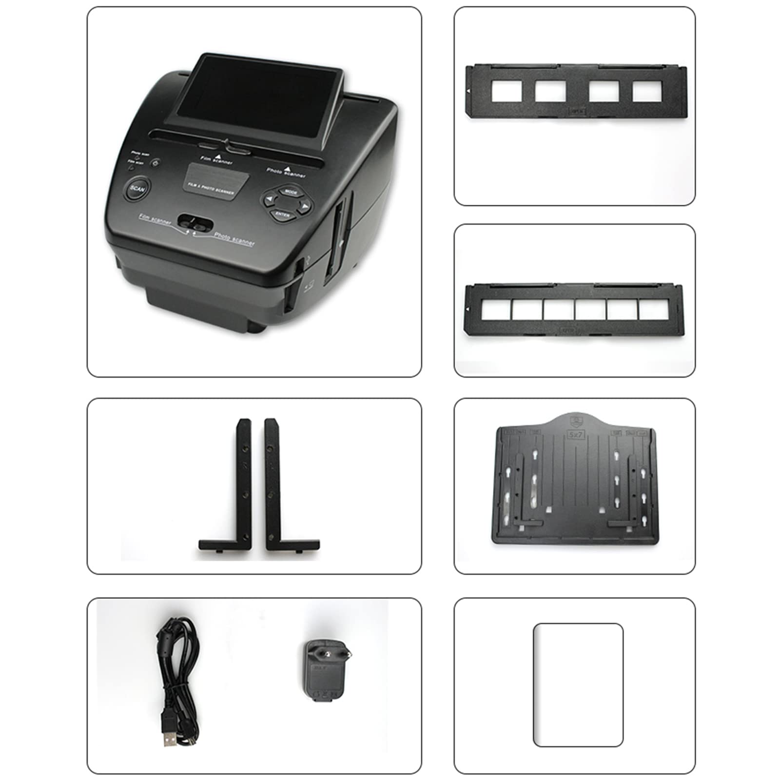 Cyfrowy skaner filmowy i fotograficzny, skaner filmów o wysokiej rozdzielczości 22 MP, z ekranem LCD 5", konwertuje slajdy i negatywy 35 mm/135 filmów, zdjęcia, do zapisywania plików cyfrowych