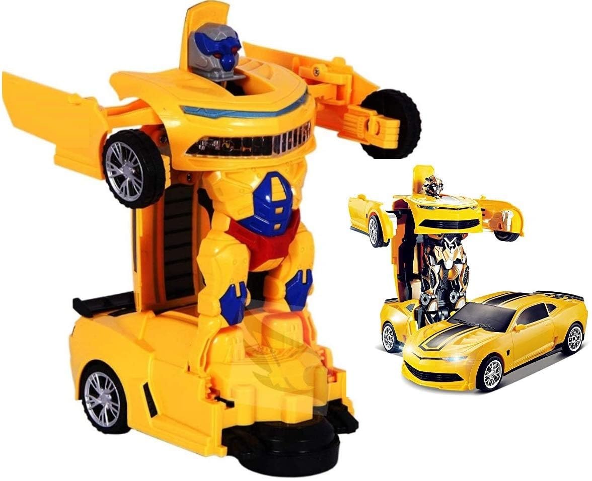 FAMOUS QUALITY Car to Robot Converting Toy for Kids with Bright Lights and Music (Yellow)-image-25